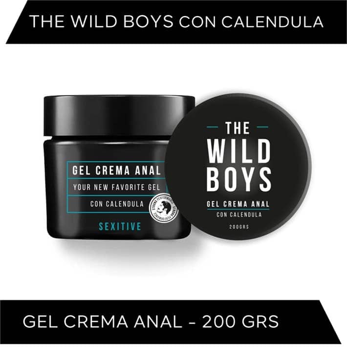 sex shop online puerto madryn. imagen de pote negro de crema relajante anal con caléndula marca the wild boys. pote de 200gramos